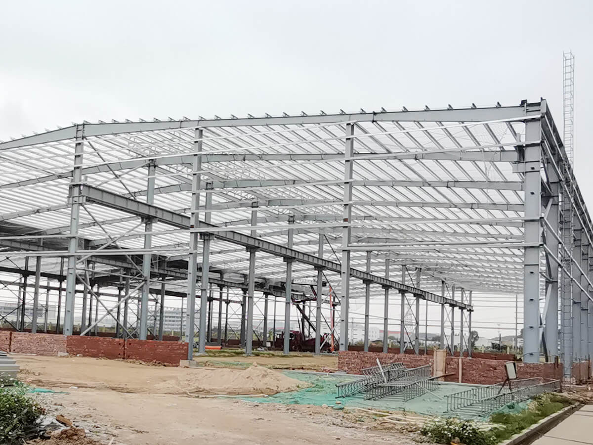 Two-span H Beam Roof Truss Steel Structure Warehouse