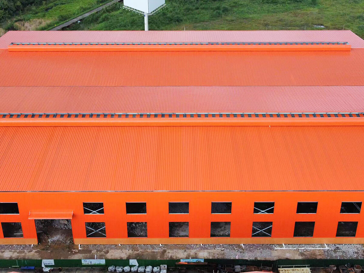 Two-span H Beam Roof Truss Steel Structure Warehouse