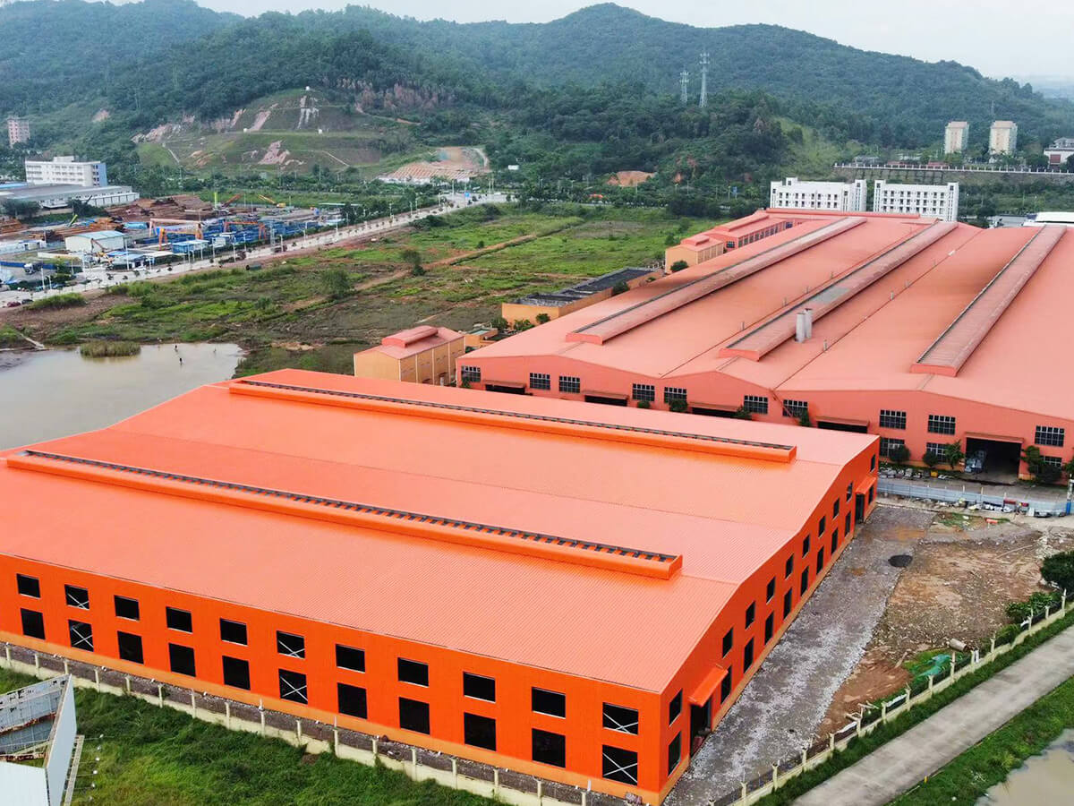 Two-span H Beam Roof Truss Steel Structure Warehouse