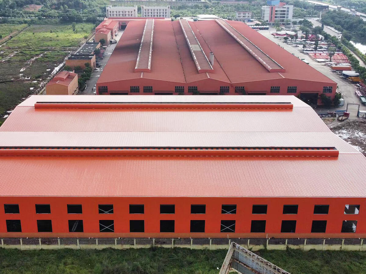 Two-span H Beam Roof Truss Steel Structure Warehouse