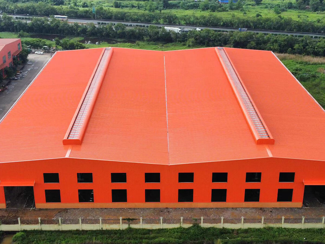 Two-span H Beam Roof Truss Steel Structure Warehouse